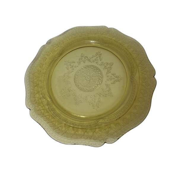 Amber Federal Depression Glass Plate Patrician Spoke Pattern 11 inches - Picture 1 of 5